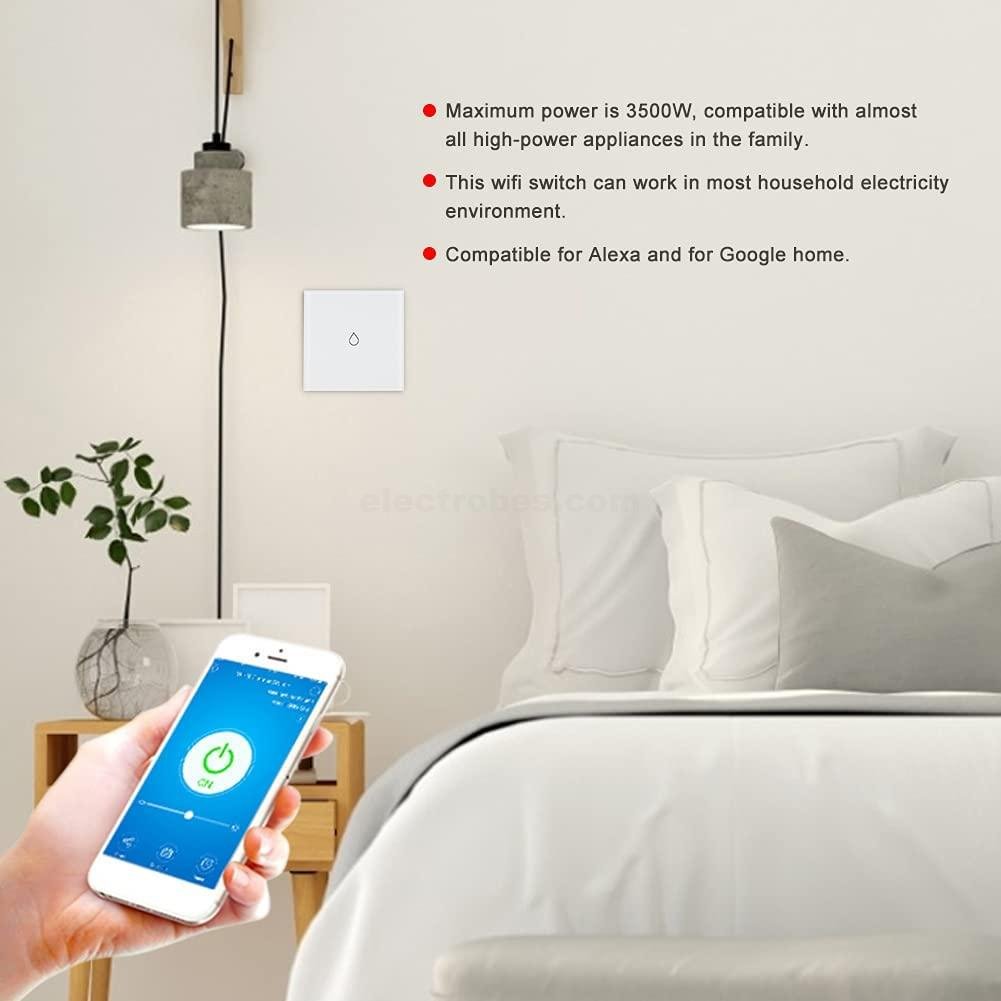 Smart Home WiFi Switch 20A Boiler Motor Water Heater On-Off Timer Remote APP Control Wall Mount Touch Switch EU-Type 100-240VAC Home Automation at best price online in islamabad rawalpindi lahore peshawar faisalabad karachi hyderabad quetta wah taxila Pakistan