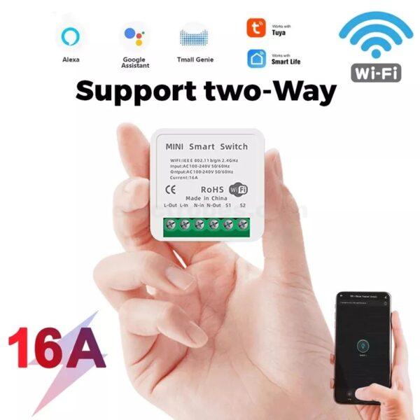 16A Mini Smart WiFi Switch DIY Switch Supports 2 Way Control, Smart Home Automation Module, No Hub Required, Compatible with Alexa Google Home Smart Life App at best price online in islamabad rawalpindi lahore peshawar faisalabad karachi hyderabad quetta wah taxila Pakistan