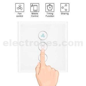 Smart Home Fan Dimmer Switch WiFi Dimmer Mobile APP Controlled Wall Mount Touch Switch EU Type 100-240V With tempered glass in black white gold color at best price online in islamabad rawalpindi lahore peshawar faisalabad karachi hyderabad quetta wah taxila Pakistan