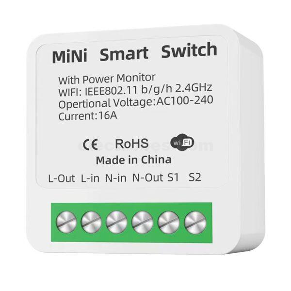 16A Mini Smart WiFi Control Switch DIY Switch Supports 2 Way Control, Smart Home Automation Module, No Hub Required, Compatible with Alexa Google Home Smart Life App