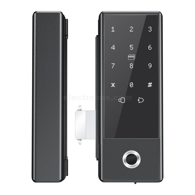 Smart Glass Door Lock - Electronic Sliding Door Lock with Fingerprint, Password, Card, Remote Control, Tuya Wifi APP Security Door Lock Homes Offices Apartments (Black) at best price online in islamabad rawalpindi lahore peshawar faisalabad karachi hyderabad quetta wah taxila Pakistan