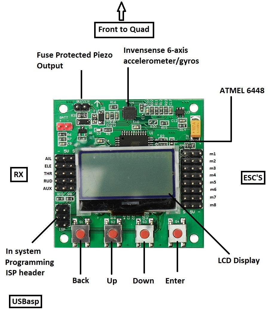 KK2.1.5 Multi-Rotor Flight Controller Board with LCD, MPU6050 Gyroscope and Atmel MEGA644PA Controller for Fixed wing Aircraft Quadcopter and Drones at best price online in islamabad rawalpindi lahore peshawar faisalabad karachi hyderabad quetta wah taxila Pakistan