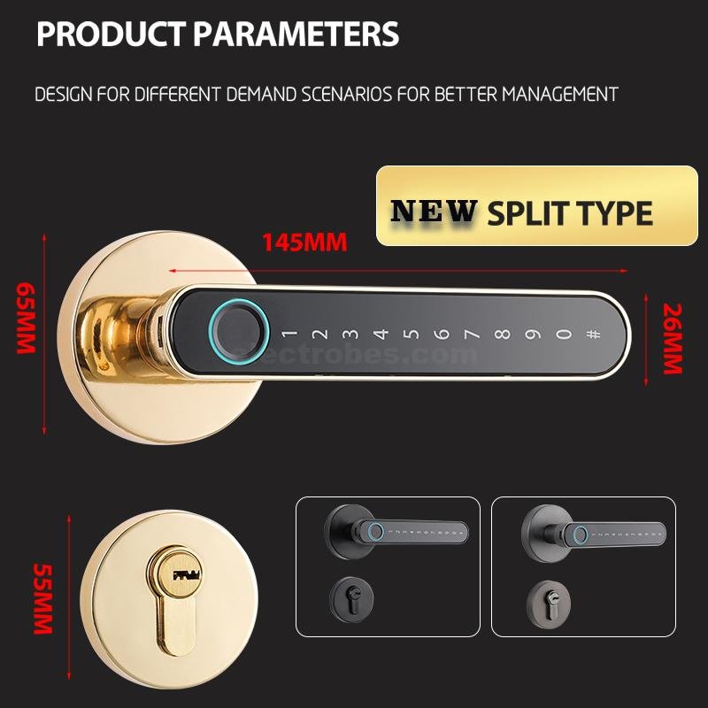 Smart Electronic Door Lock with Fingerprint, Password, Card, Remote Control, Tuya Wifi APP Security Door Lock for Homes Offices Apartments (Golden) at best price online in islamabad rawalpindi lahore peshawar faisalabad karachi hyderabad quetta wah taxila Pakistan