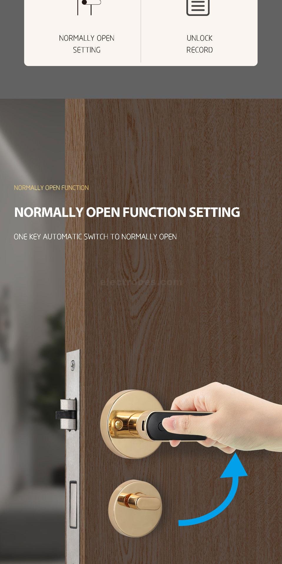 Smart Electronic Door Lock with Fingerprint, Password, Card, Remote Control, Tuya Wifi APP Security Door Lock for Homes Offices Apartments (Golden) at best price online in islamabad rawalpindi lahore peshawar faisalabad karachi hyderabad quetta wah taxila Pakistan