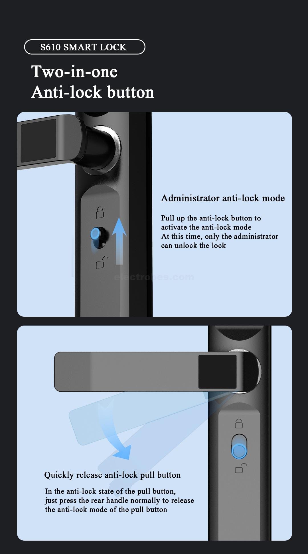 Smart Door Lock Smart Waterproof Lock S610 IC Card TTlock Tuya Wifi Fingerprint Password Key Aluminum Door Lock for Indoor and Outdoor Use in elegant black color at best price online in islamabad rawalpindi lahore peshawar faisalabad karachi hyderabad quetta wah taxila Pakistan