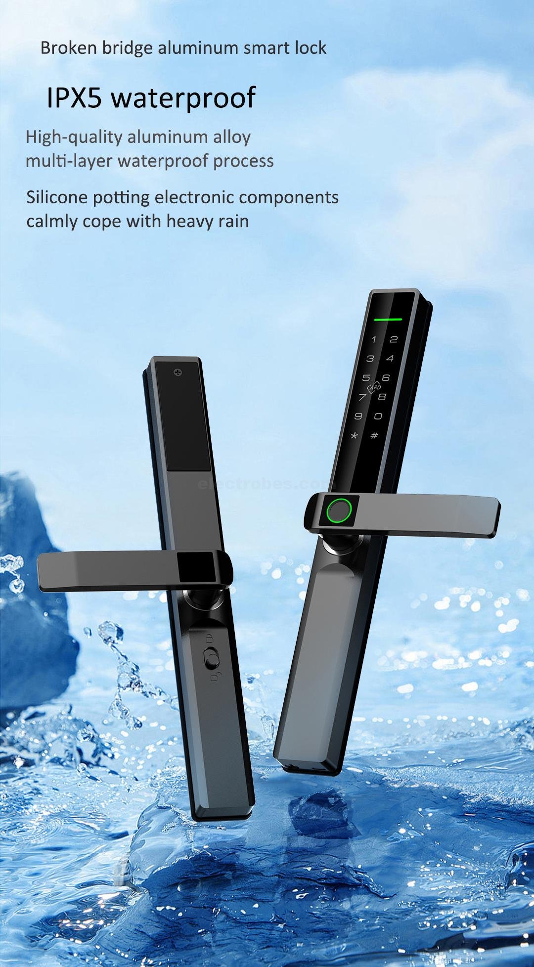 Smart Door Lock Smart Waterproof Lock S610 IC Card TTlock Tuya Wifi Fingerprint Password Key Aluminum Door Lock for Indoor and Outdoor Use in elegant black color at best price online in islamabad rawalpindi lahore peshawar faisalabad karachi hyderabad quetta wah taxila Pakistan