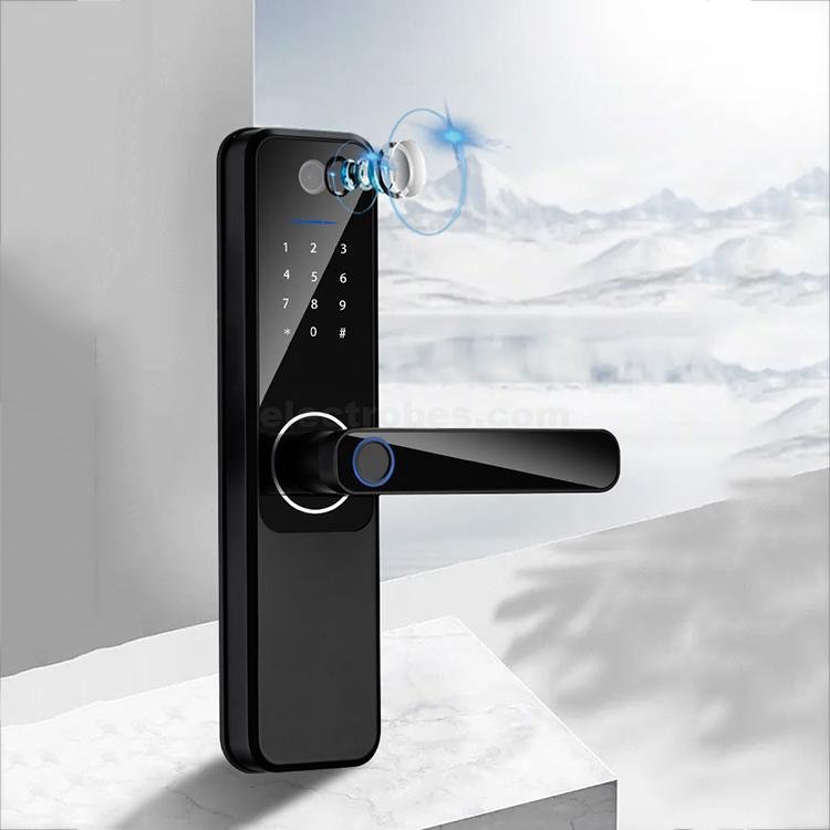 S802 Max red bronze color Smart Door Automatic Lock with built-in hd camera with biometric card pin key App controlled security locking systems at best price online in islamabad rawalpindi lahore peshawar faisalabad karachi hyderabad quetta wah taxila Pakistan