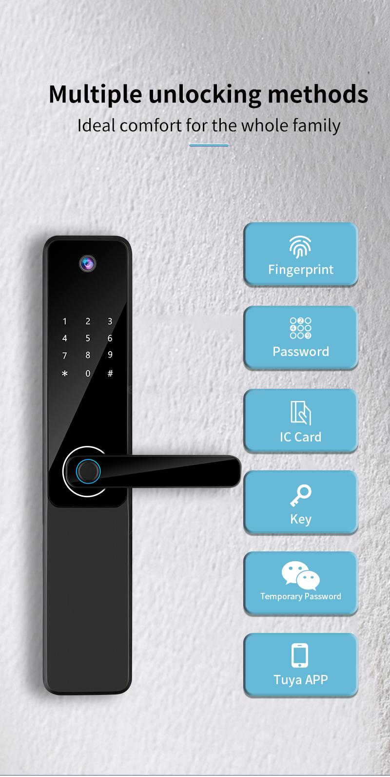 S802 Pro black color Smart Door Automatic Lock with Face ID biometric card pin key App controlled security locking systems at best price online in islamabad rawalpindi lahore peshawar faisalabad karachi hyderabad quetta wah taxila Pakistan