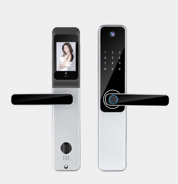 S802 Pro Silver color Smart Door Automatic Lock with Face ID biometric card pin key App controlled security locking systems at best price online in islamabad rawalpindi lahore peshawar faisalabad karachi hyderabad quetta wah taxila Pakistan