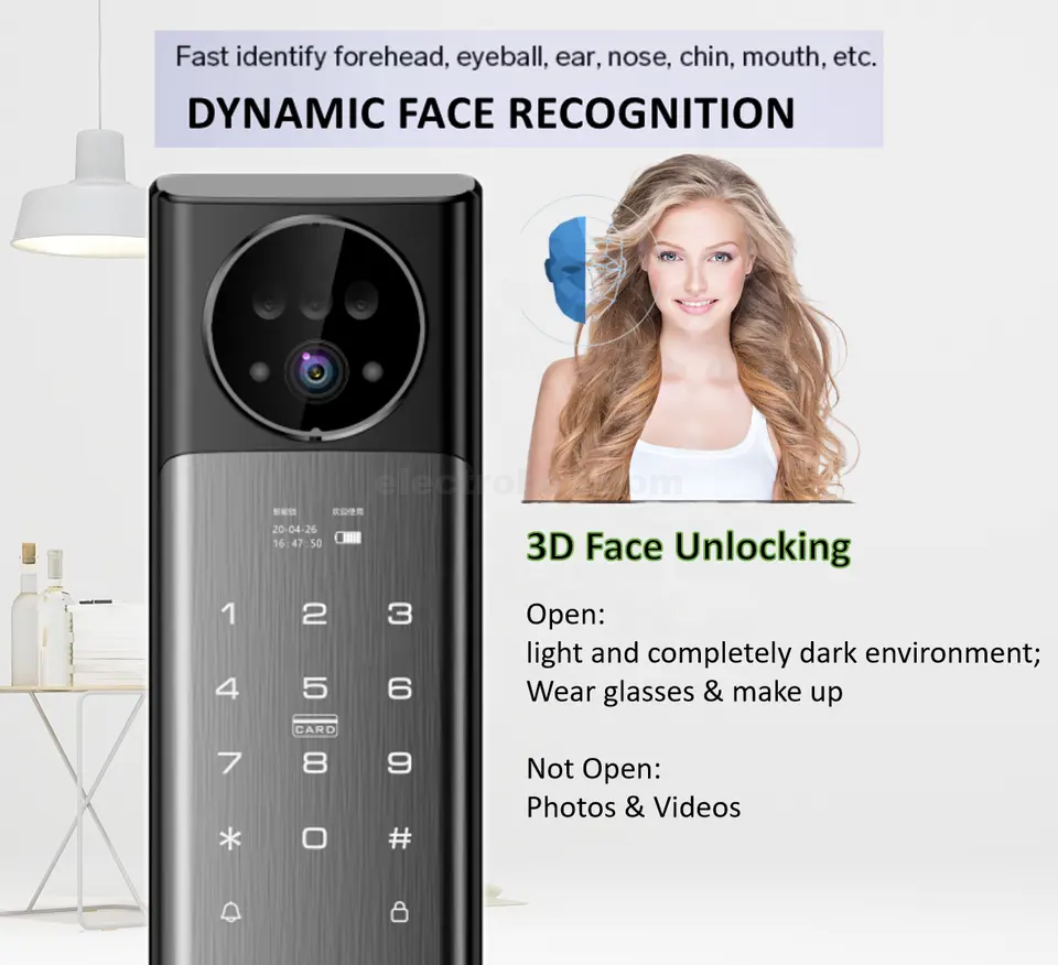 Smart Door Lock High Security S923 MAX with 3D Face Recognition, Intercom Camera Intelligent Door Lock Fingerprint Password Keyless Entry Door Lock XHOME WiFi Mobile APP security locking system at best price online in islamabad rawalpindi lahore peshawar faisalabad karachi hyderabad quetta wah taxila Pakistan