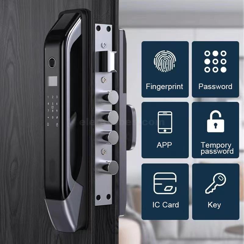Smart Door Lock Smart Lock S928-2 IC Card TTlock Tuya Wifi Fingerprint Password Key Aluminum Door Lock for tempered glass display touch button in elegant grey color at best price online in islamabad rawalpindi lahore peshawar faisalabad karachi hyderabad quetta wah taxila Pakistan