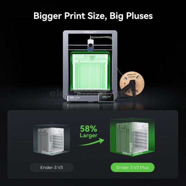 Official Creality Ender 3 V3 Plus 3D Printer with 600mm/s Printing Speed, Upgraded with Core XZ Motion System Clog-Free Extrusion 60W 300℃ Hotend Heater Auto Leveling Printing 300*300*330mm build volume at best price online in islamabad rawalpindi lahore peshawar faisalabad karachi hyderabad quetta wah taxila Pakistan