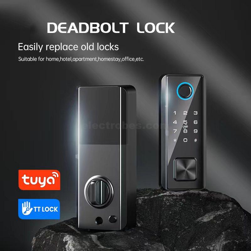 S919-7 black color Smart Door Automatic Lock with biometric card pin key App controlled security locking systems at best price online in islamabad rawalpindi lahore peshawar faisalabad karachi hyderabad quetta wah taxila Pakistan