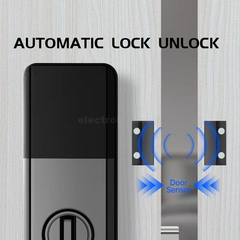 S919-7 black color Smart Door Automatic Lock with biometric card pin key App controlled security locking systems at best price online in islamabad rawalpindi lahore peshawar faisalabad karachi hyderabad quetta wah taxila Pakistan