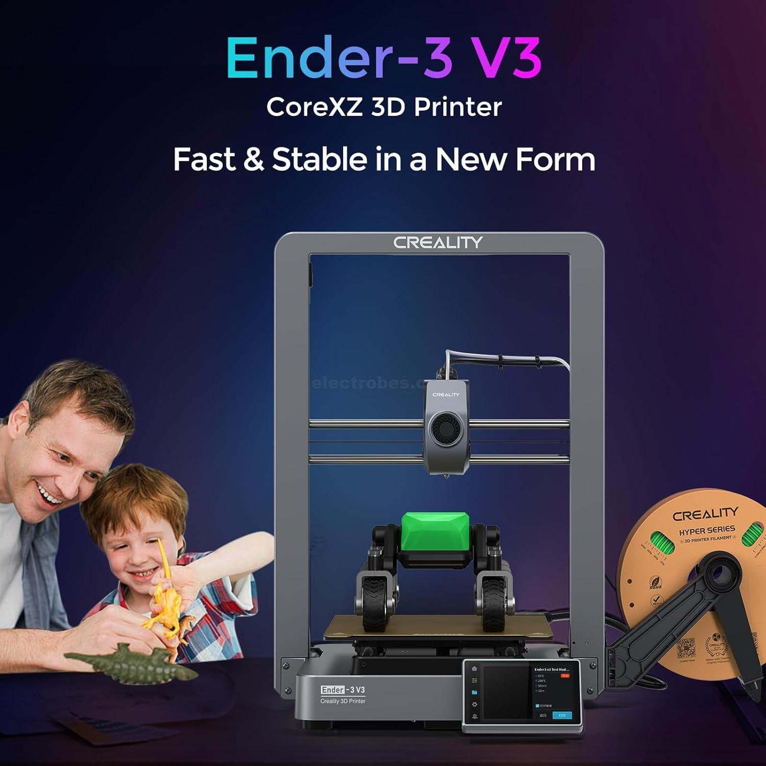 Official Creality Ender 3 V3 3D Printer with 600mm/s Printing Speed, Upgraded with Core XZ Motion System Clog-Free Extrusion 60W 300℃ Hotend Heater Auto Leveling Printing 220*220*250mm build volume at best price online in islamabad rawalpindi lahore peshawar faisalabad karachi hyderabad quetta wah taxila Pakistan