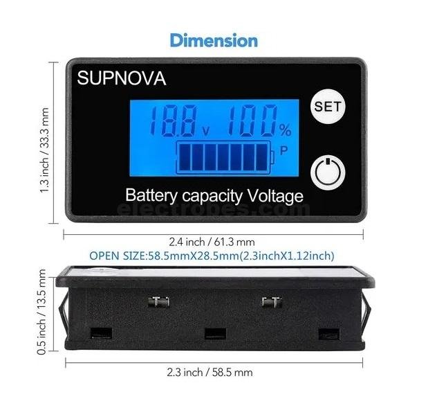 Supnova Battery Capacity Voltage Indicator Monitor battery level indicator for E-bike, UPS li-ion, lifepo4, lead acid battery at best price online in islamabad rawalpindi lahore peshawar faisalabad karachi hyderabad quetta wah taxila Pakistan