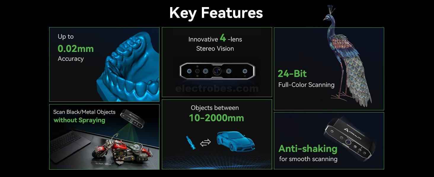 Creality CR-Scan Otter 3D Scanner for 3D Printing, Handheld 3D Printer Scanner with 20FPS, 0.02mm Accuracy, 4-lens Stereo Vision, 10-2000mm Range, Anti-shaking, Full-Color Scanning, Scan Black/Metal Objects at best price online in islamabad rawalpindi lahore peshawar faisalabad karachi hyderabad quetta wah taxila Pakistan
