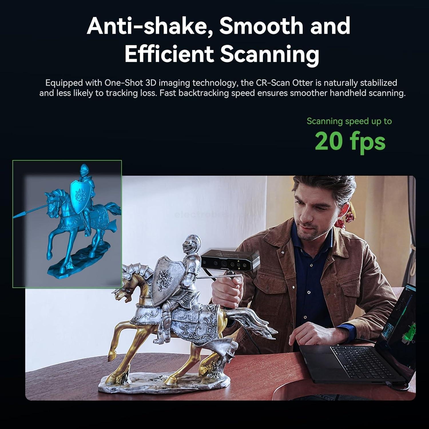 Creality CR-Scan Otter 3D Scanner for 3D Printing, Handheld 3D Printer Scanner with 20FPS, 0.02mm Accuracy, 4-lens Stereo Vision, 10-2000mm Range, Anti-shaking, Full-Color Scanning, Scan Black/Metal Objects at best price online in islamabad rawalpindi lahore peshawar faisalabad karachi hyderabad quetta wah taxila Pakistan