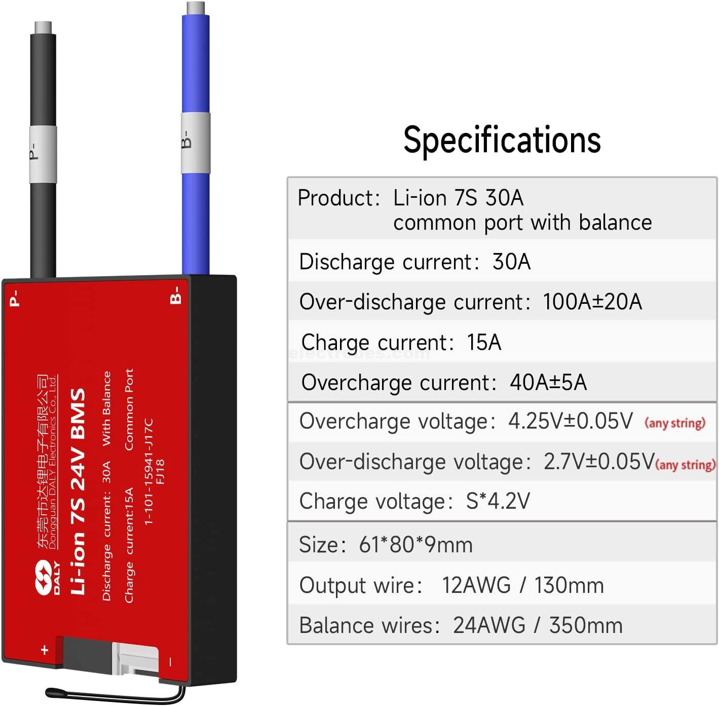 DALY 24V BMS li-ion 7S 30A with Balance Wire and Temperature Sensor for Rated 3.7V Lithium Battery Power Bank Short Circuit Protection at best price online in islamabad rawalpindi lahore peshawar faisalabad karachi hyderabad quetta wah taxila Pakistan