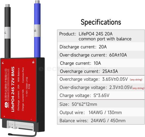 DALY BMS 24S 72V 20A LifePO4 PCB Protection Board with Balance Wire and Temperature Sensor for LiFePO4 16 Cells 48V Lithium Battery Pack at best price online in islamabad rawalpindi lahore peshawar faisalabad karachi hyderabad quetta wah taxila Pakistan