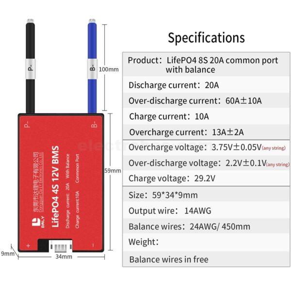 DALY BMS 8S 24V 20A LifePO4 PCB Protection Board with Balance Wire and Temperature Sensor for LiFePO4 16 Cells 48V Lithium Battery Pack at best price online in islamabad rawalpindi lahore peshawar faisalabad karachi hyderabad quetta wah taxila Pakistan