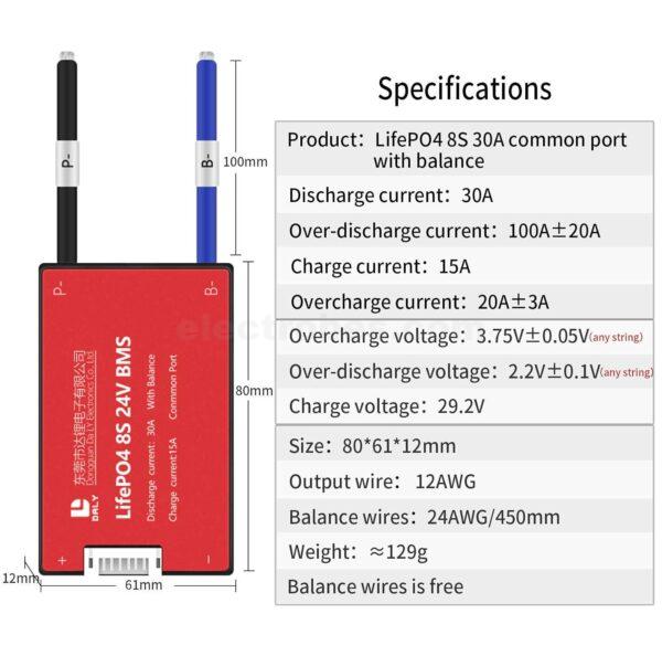 DALY BMS 8S 24V 30A LifePO4 PCB Protection Board with Balance Wire and Temperature Sensor for LiFePO4 16 Cells 48V Lithium Battery Pack at best price online in islamabad rawalpindi lahore peshawar faisalabad karachi hyderabad quetta wah taxila Pakistan