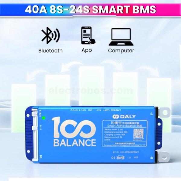 Battery Management System DALY Smart BMS 100 balance 40A 8-24S 24V 48V 60V 72V BMS with 1A Active Balancer and Built-in Bluetooth for Lithium/LFP/LTO Battery Pack at best price online in islamabad rawalpindi lahore peshawar faisalabad karachi hyderabad quetta wah taxila Pakistan