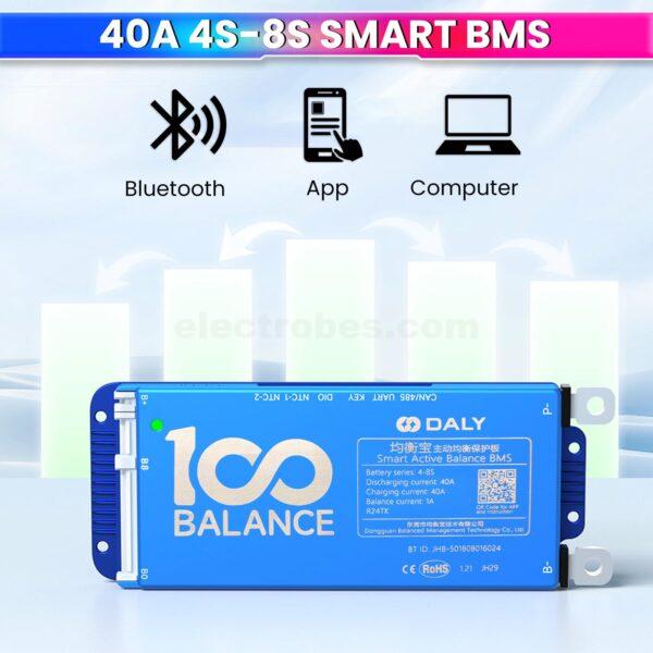 Battery Management System DALY Smart BMS 100 balance 40A 8-24S 24V 48V 60V 72V BMS with 1A Active Balancer and Built-in Bluetooth for Lithium/LFP/LTO Battery Pack at best price online in islamabad rawalpindi lahore peshawar faisalabad karachi hyderabad quetta wah taxila Pakistan