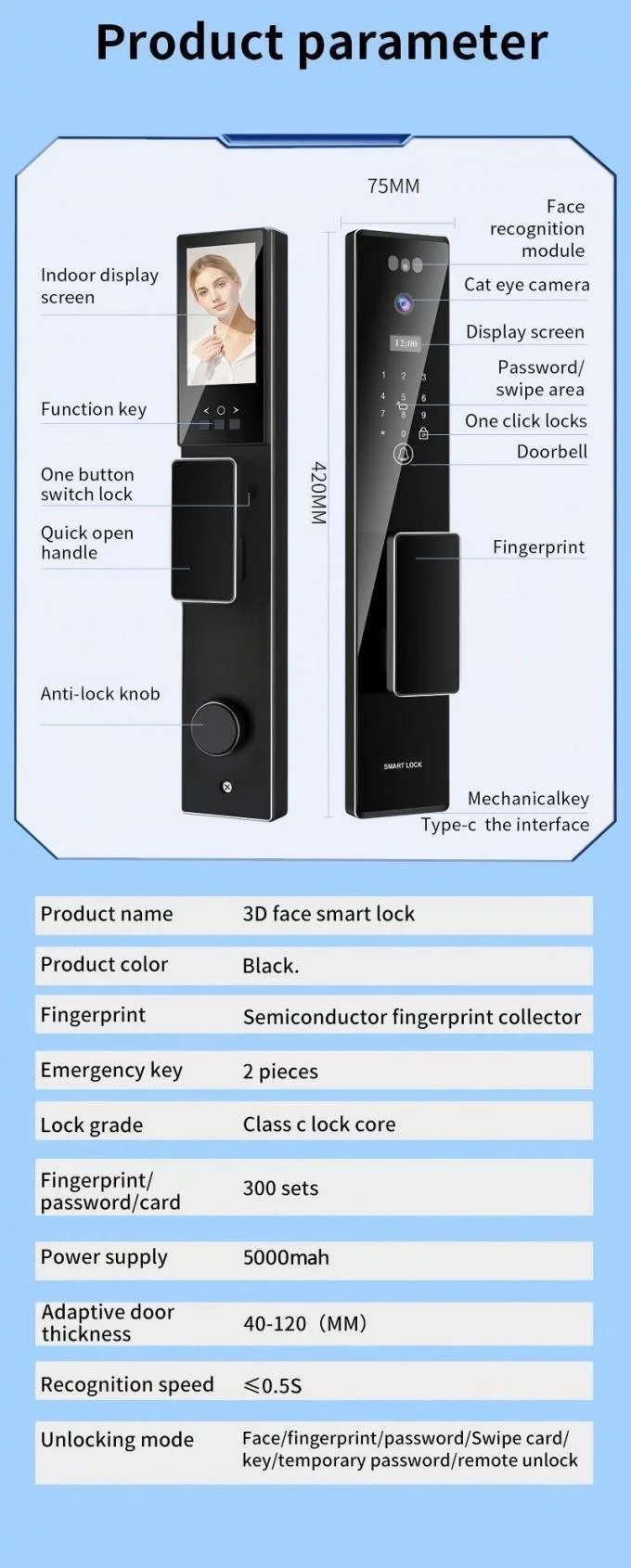 Buy S555 Smart Door Lock with 7.4V 5000mAh Battery 40-110mm Door Thickness CNC Process Aluminum Alloy online at best price and delivery in islamabad rawalpindi lahore peshawar faisalabad karachi hyderabad quetta wah taxila multan sialkot mardan Pakistan 