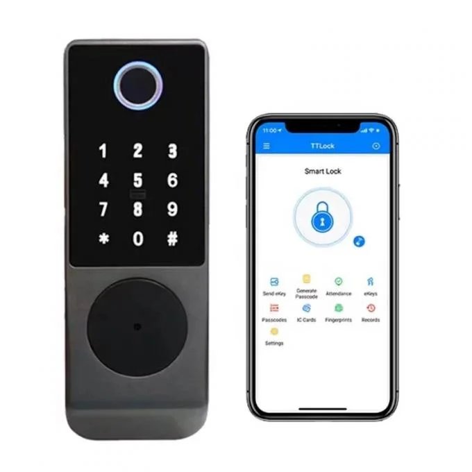 Buy S812-4 Digital Waterproof Fingerprint Password Card TTlock App Remote Unlock Smart Home Door Lock online at best price and delivery in islamabad rawalpindi lahore peshawar faisalabad karachi hyderabad quetta wah taxila multan sialkot mardan Pakistan 