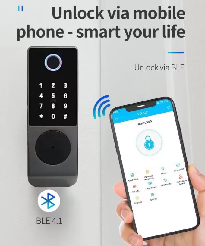 Buy S812-4 Digital Waterproof Fingerprint Password Card TTlock App Remote Unlock Smart Home Door Lock online at best price and delivery in islamabad rawalpindi lahore peshawar faisalabad karachi hyderabad quetta wah taxila multan sialkot mardan Pakistan 