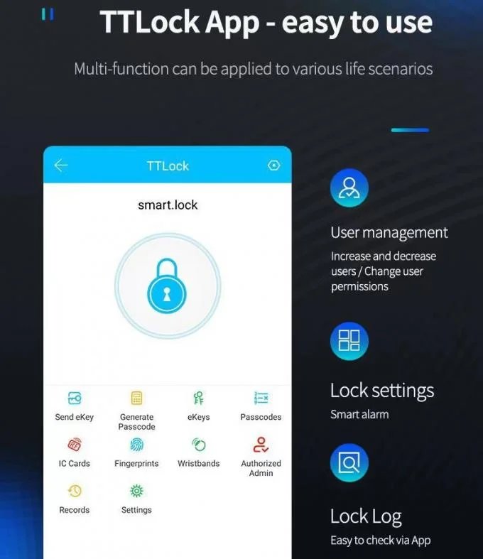 Buy S812-4 Digital Waterproof Fingerprint Password Card TTlock App Remote Unlock Smart Home Door Lock online at best price and delivery in islamabad rawalpindi lahore peshawar faisalabad karachi hyderabad quetta wah taxila multan sialkot mardan Pakistan 