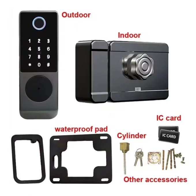 Buy S812-4 Digital Waterproof Fingerprint Password Card TTlock App Remote Unlock Smart Home Door Lock online at best price and delivery in islamabad rawalpindi lahore peshawar faisalabad karachi hyderabad quetta wah taxila multan sialkot mardan Pakistan 