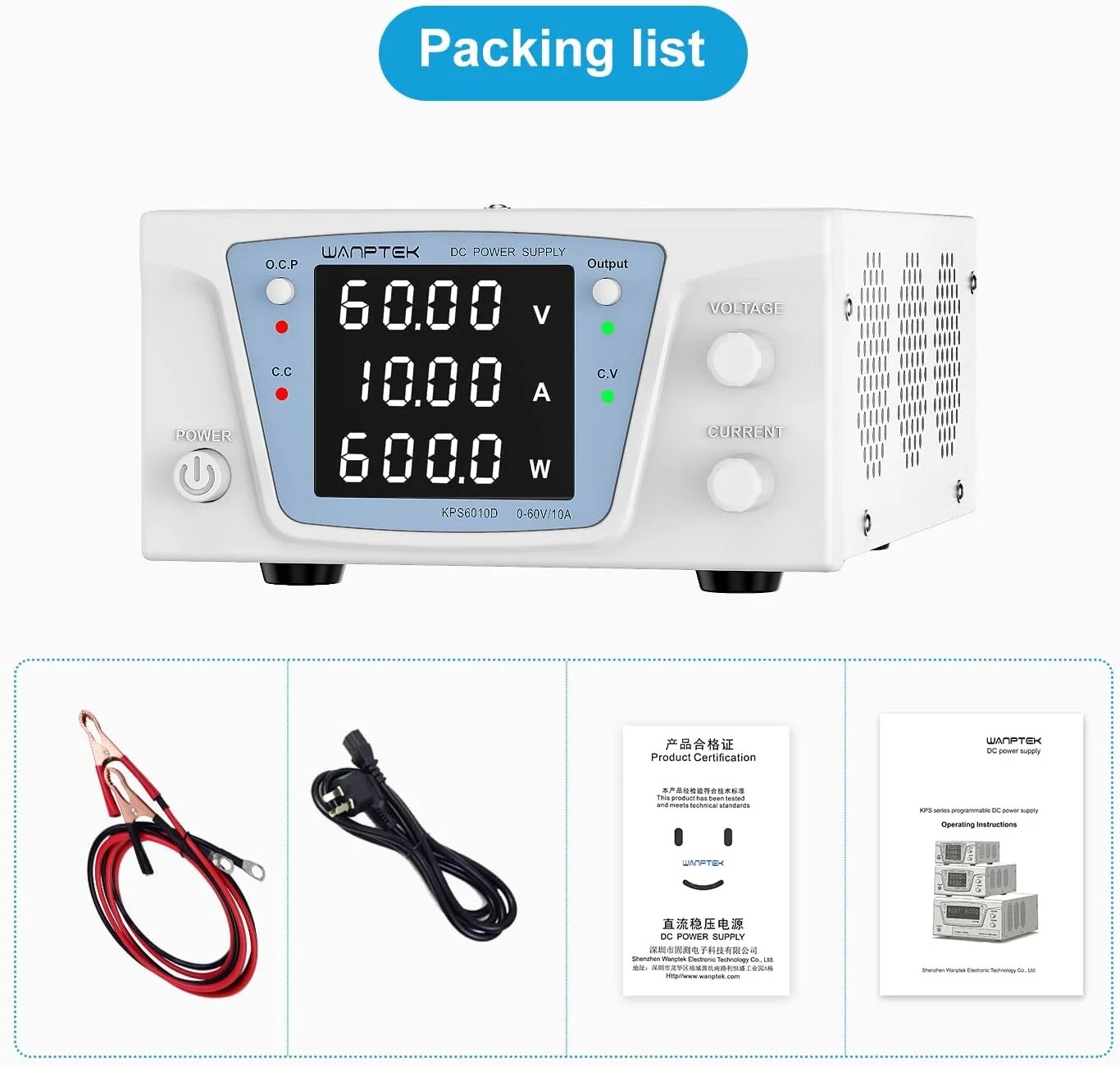 Buy Wanptek KPS6010D 60V 10A Direct Current Regulated Laboratory Power Supply online at best price and delivery in islamabad rawalpindi lahore peshawar faisalabad karachi hyderabad quetta wah taxila multan sialkot mardan Pakistan