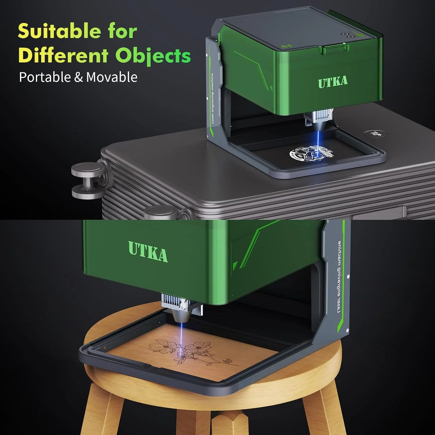 Buy UTKA A1 5W Mini Laser Engraver,High Speed 8000mm/min Laser Cutter, Portable Laser Engraving Machine for Wood,Leather,Acrylic,Painted Metal,Laser Class1 Mini Engraver with 3.93 * 3.93in Engraving Area online at best price and delivery in islamabad rawalpindi lahore peshawar faisalabad karachi hyderabad quetta wah taxila multan sialkot mardan Pakistan